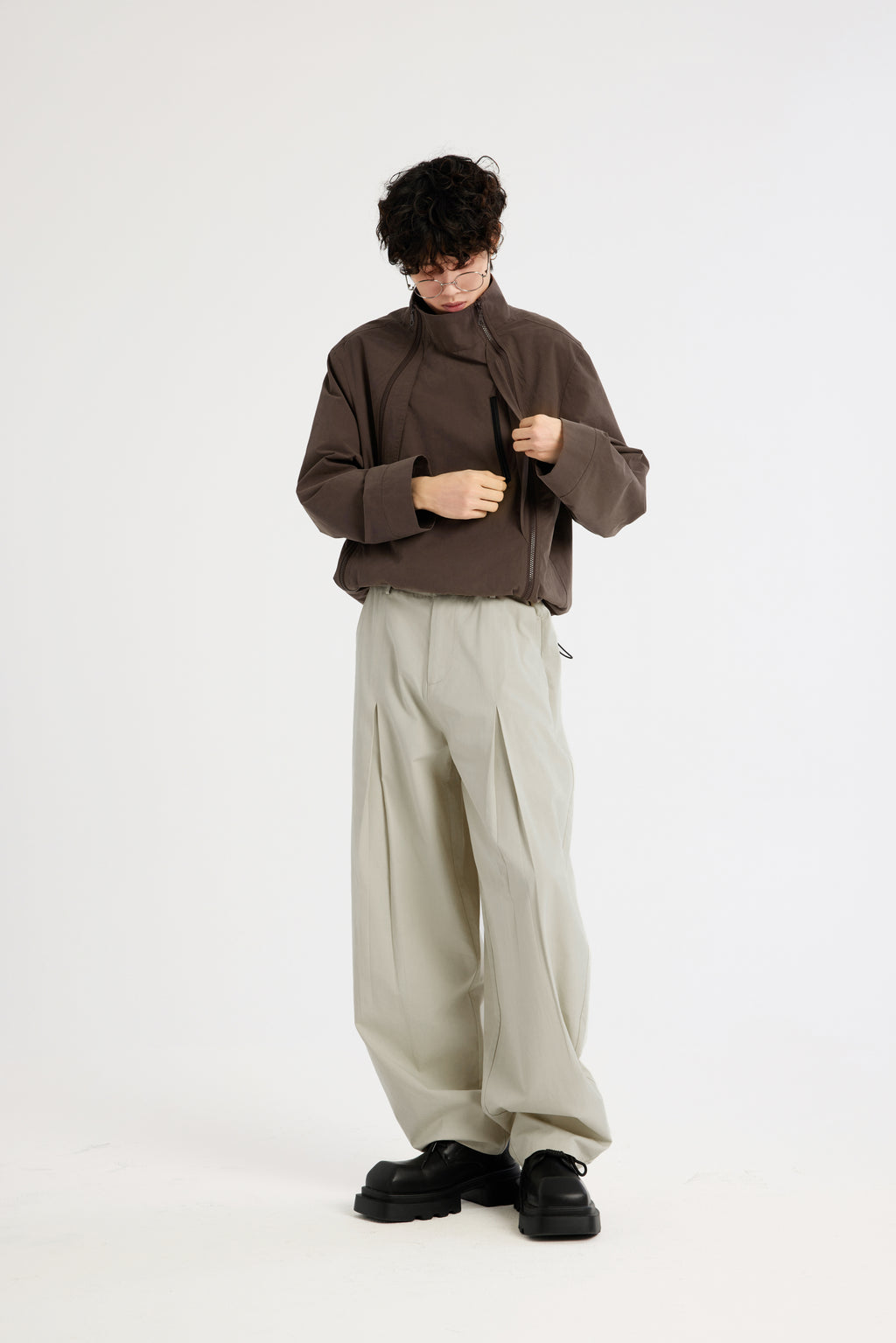 REC Double-door zipper high-neck sweater jacket op1