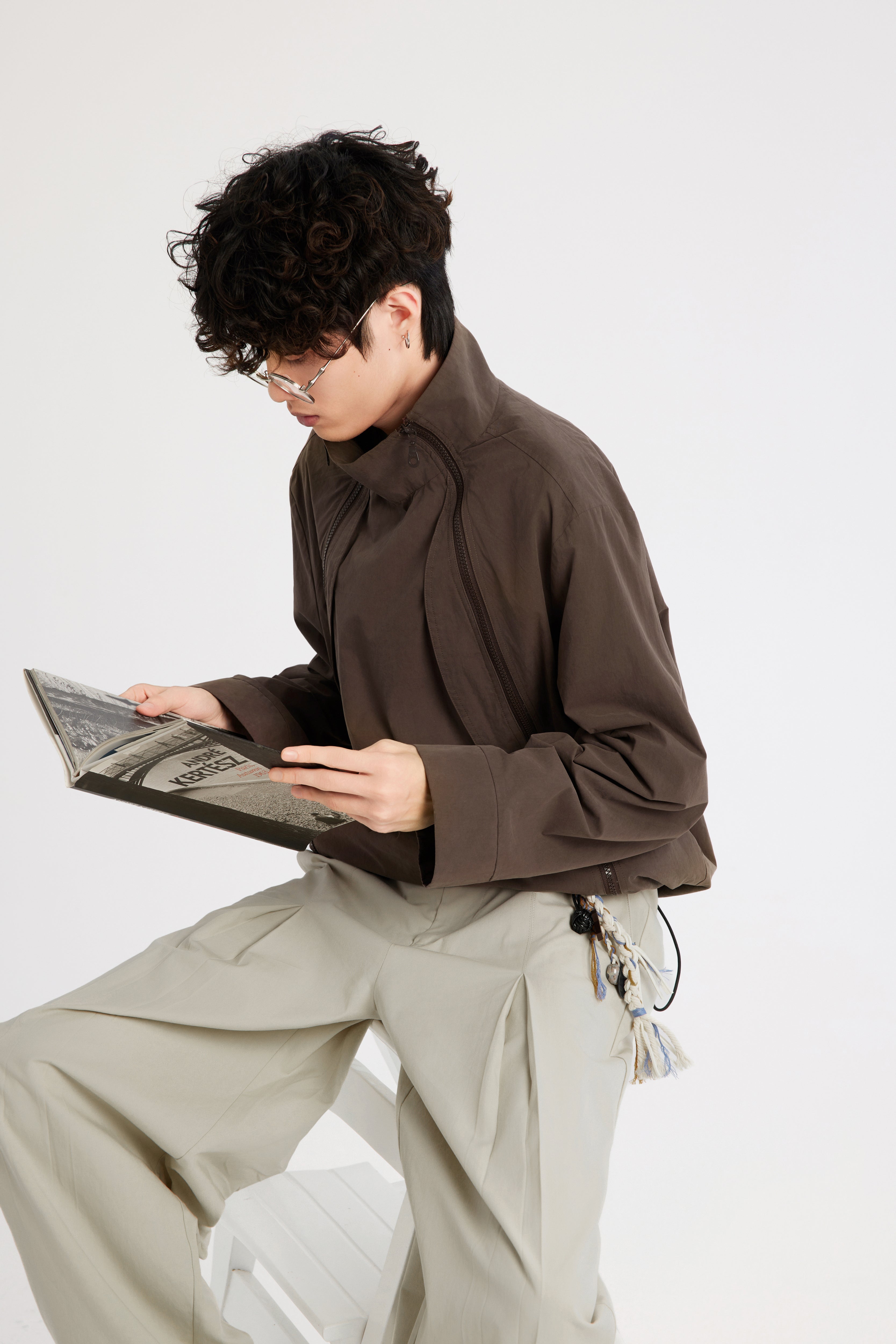 REC Double-door zipper high-neck sweater jacket op1