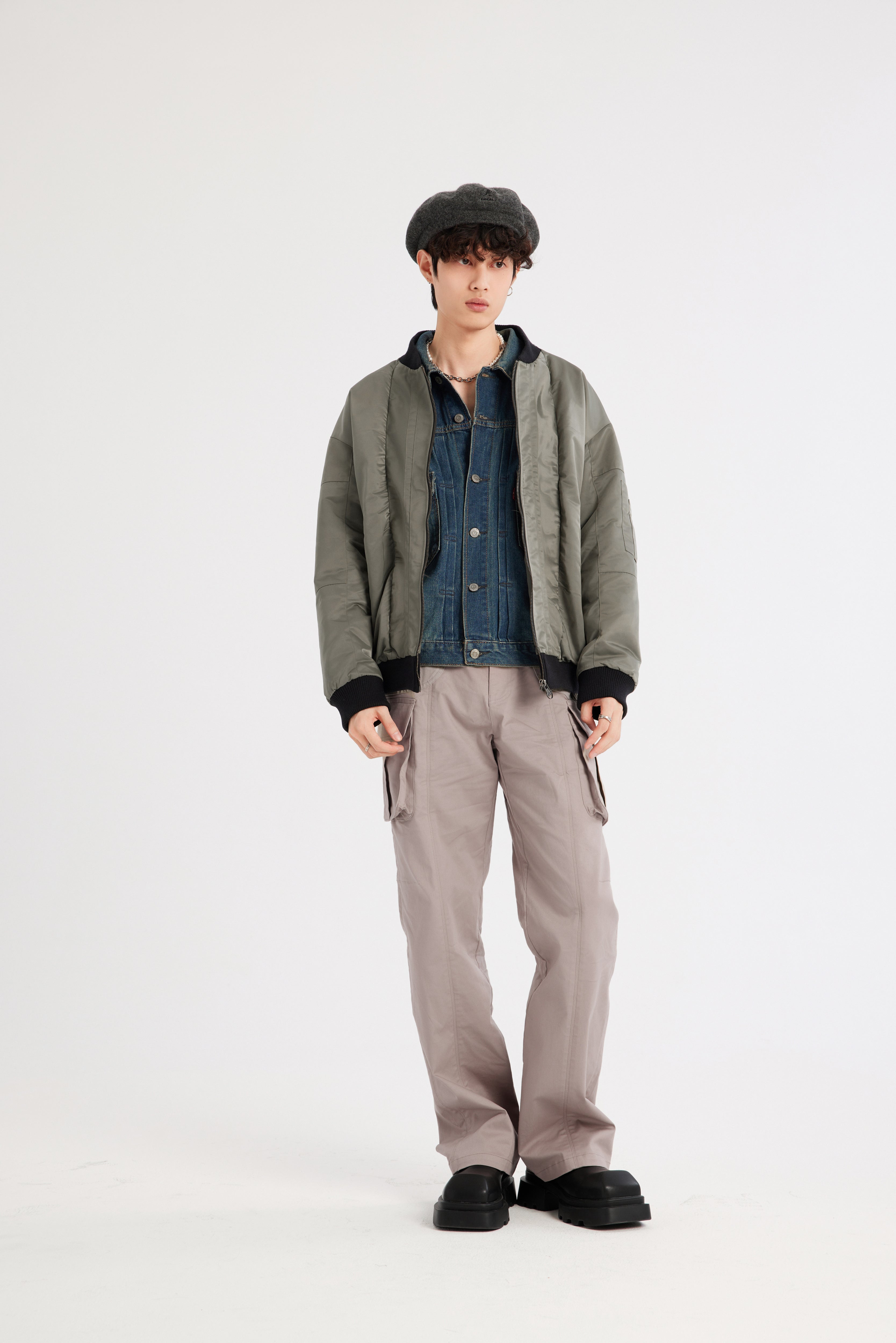 REC Stitched-washed and distressed workwear casual pants op1