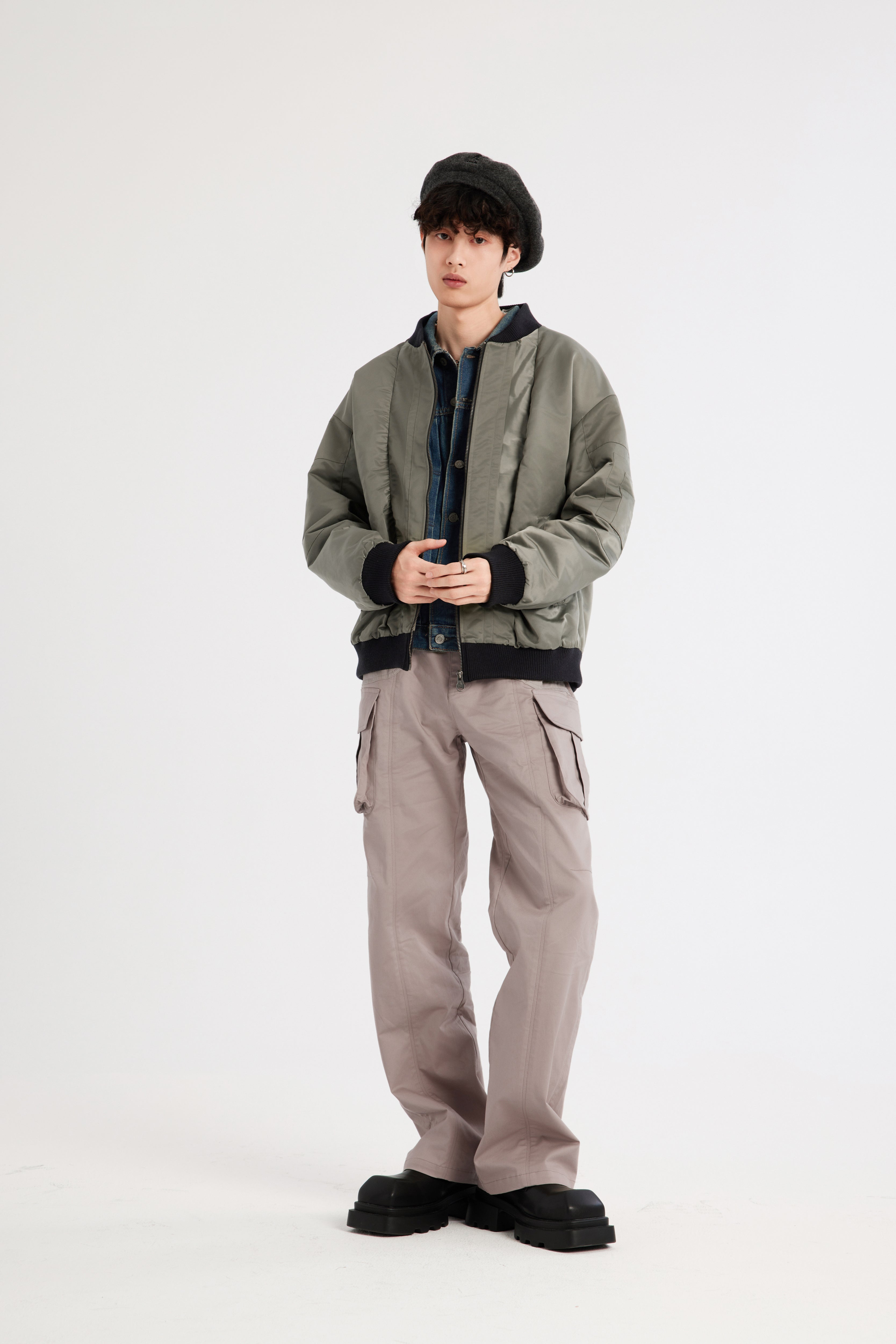 REC Stitched-washed and distressed workwear casual pants op1
