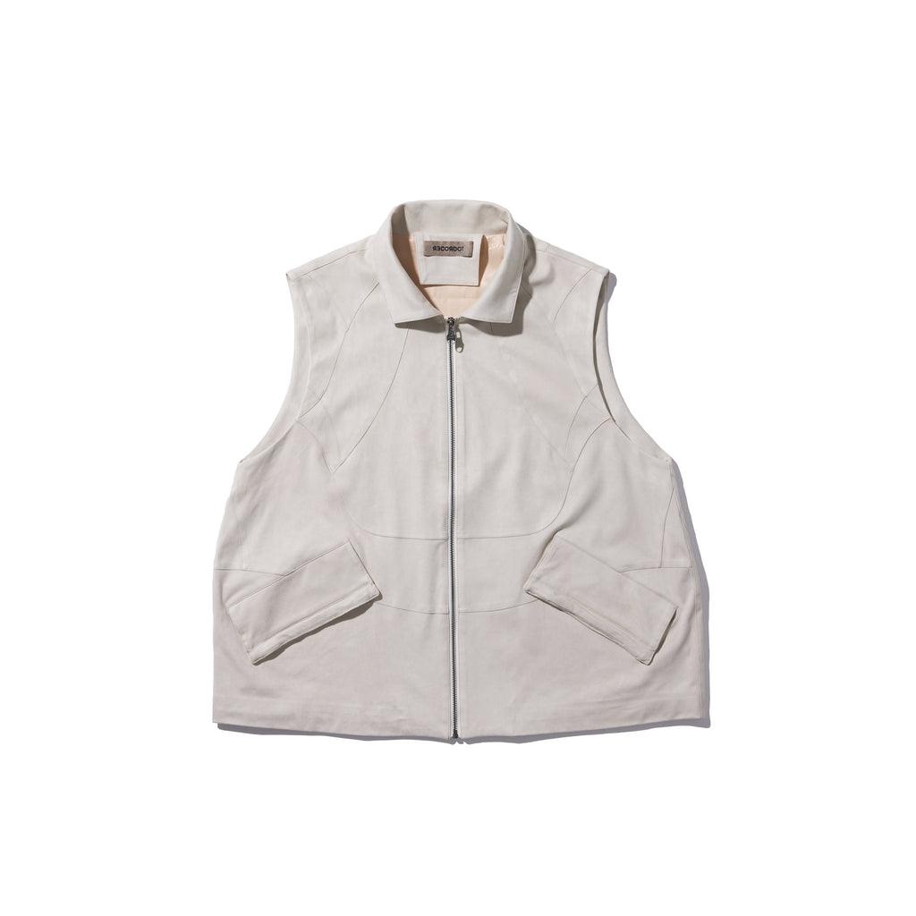 REC Suede-like spliced turtleneck vest op1