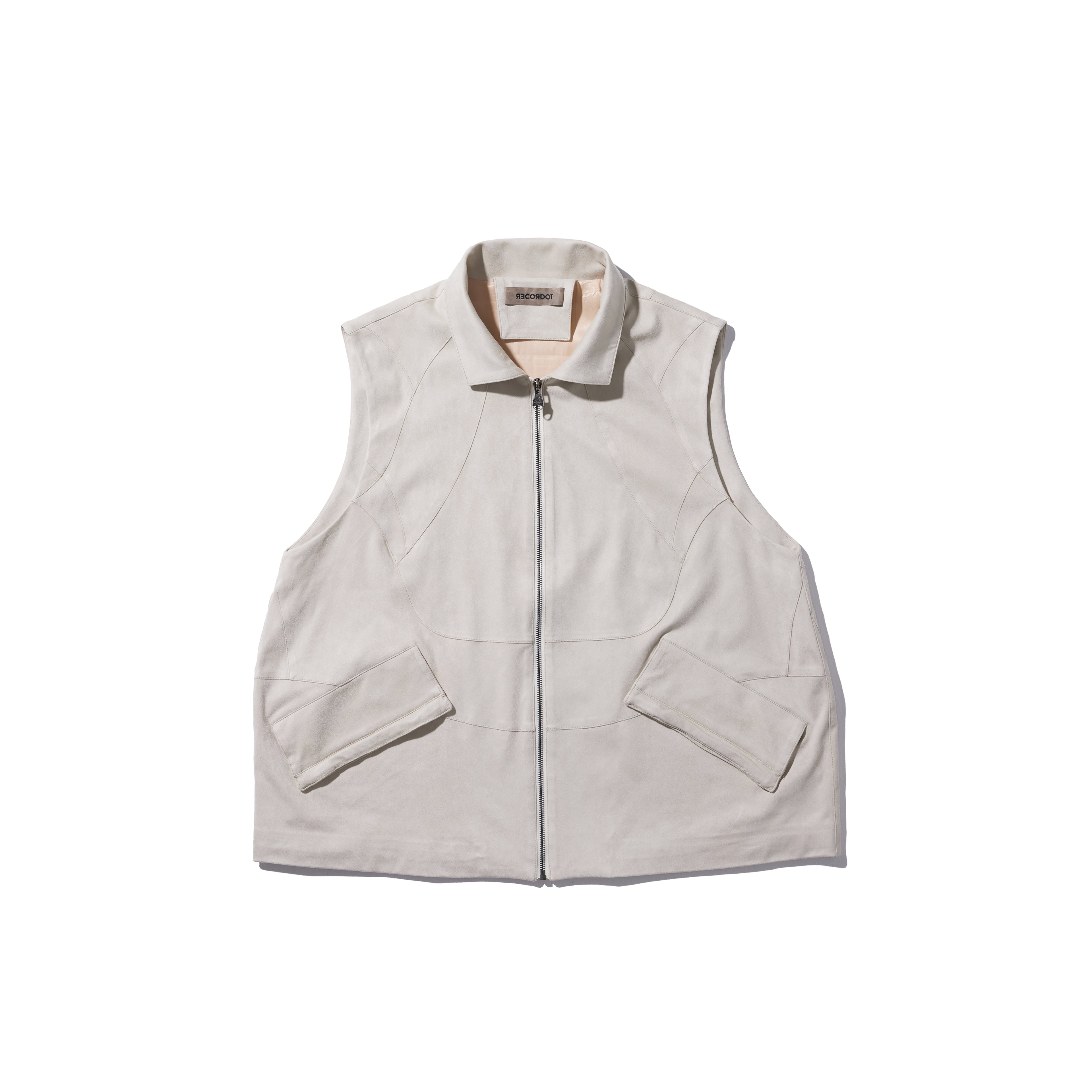 REC Suede-like spliced turtleneck vest op1