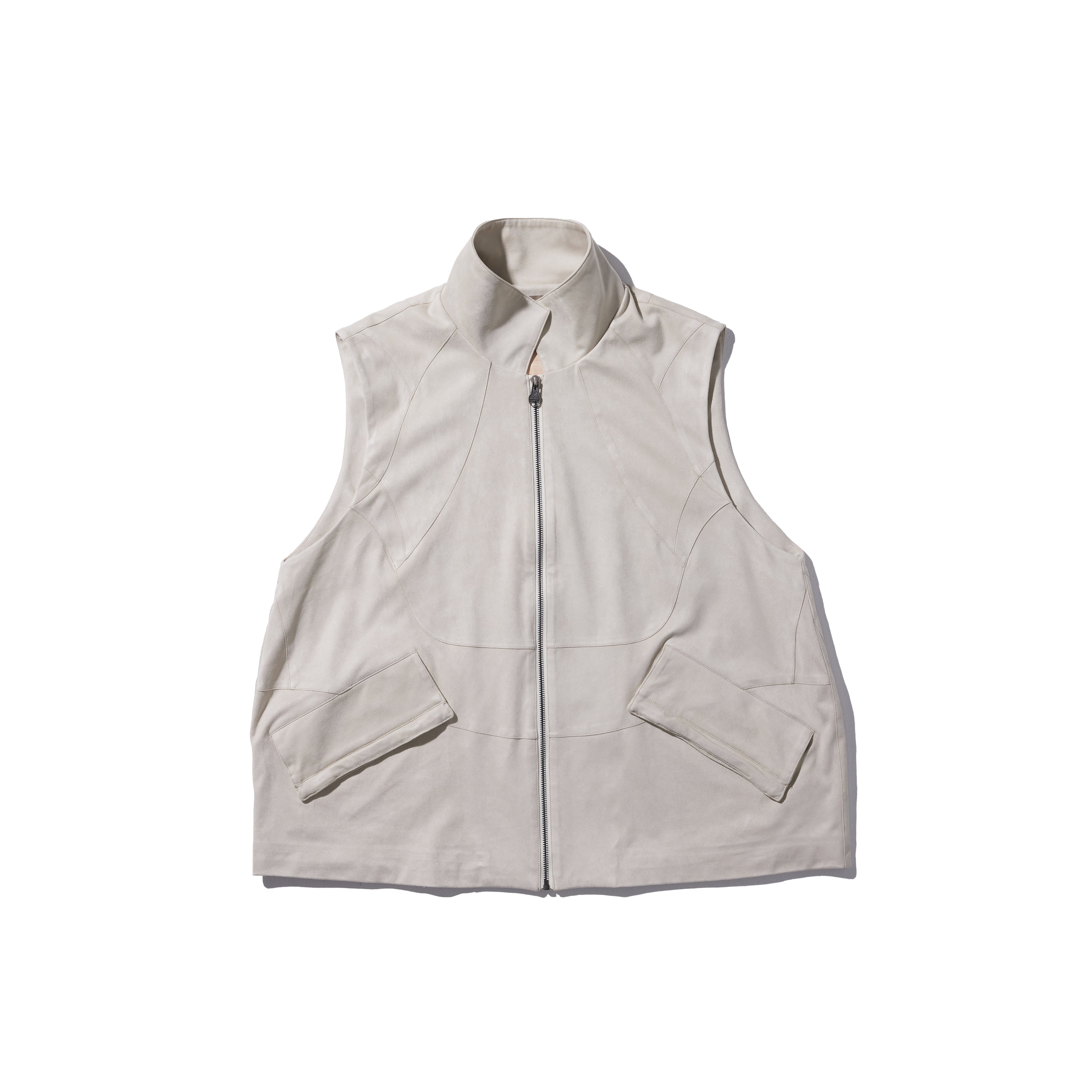REC Suede-like spliced turtleneck vest op1